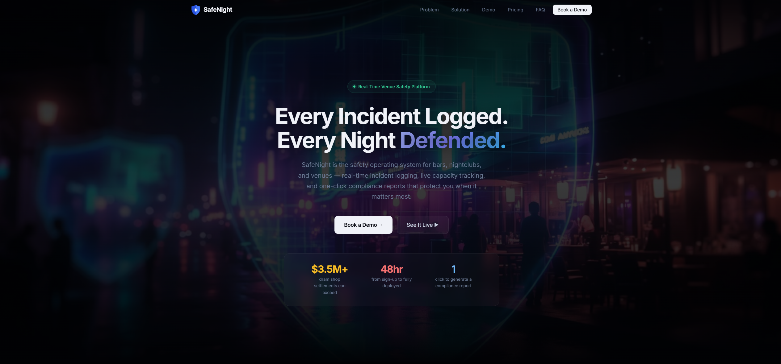 SafeNight — Every Incident Logged. Every Night Defended.